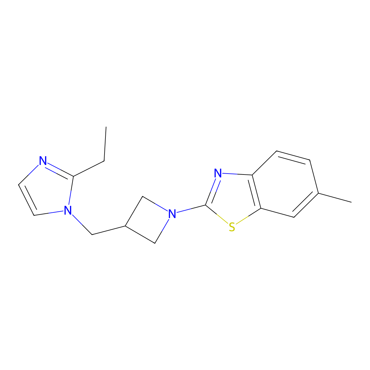 2-{3-[(2-ethyl-1H-imidazol-1-yl)methyl]azetidin-1-yl}-6-methyl-1,3-benzothiazole molecular structure, CAS 2742080-14-2