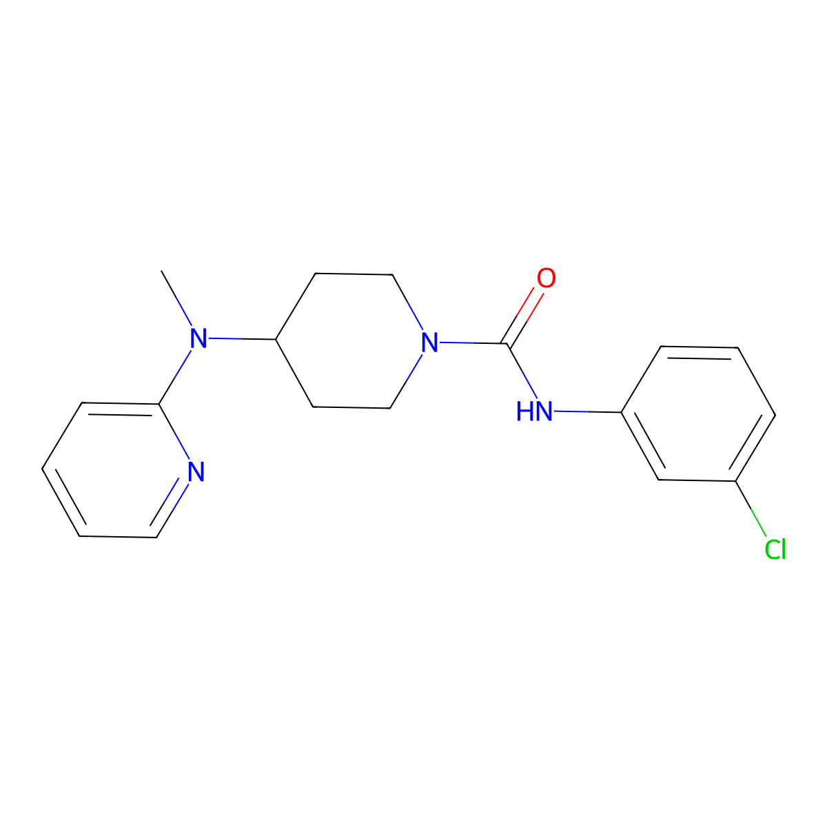 N-(3-chlorophenyl)-4-[methyl(pyridin-2-yl)amino]piperidine-1-carboxamide molecular structure, CAS 2742080-15-3