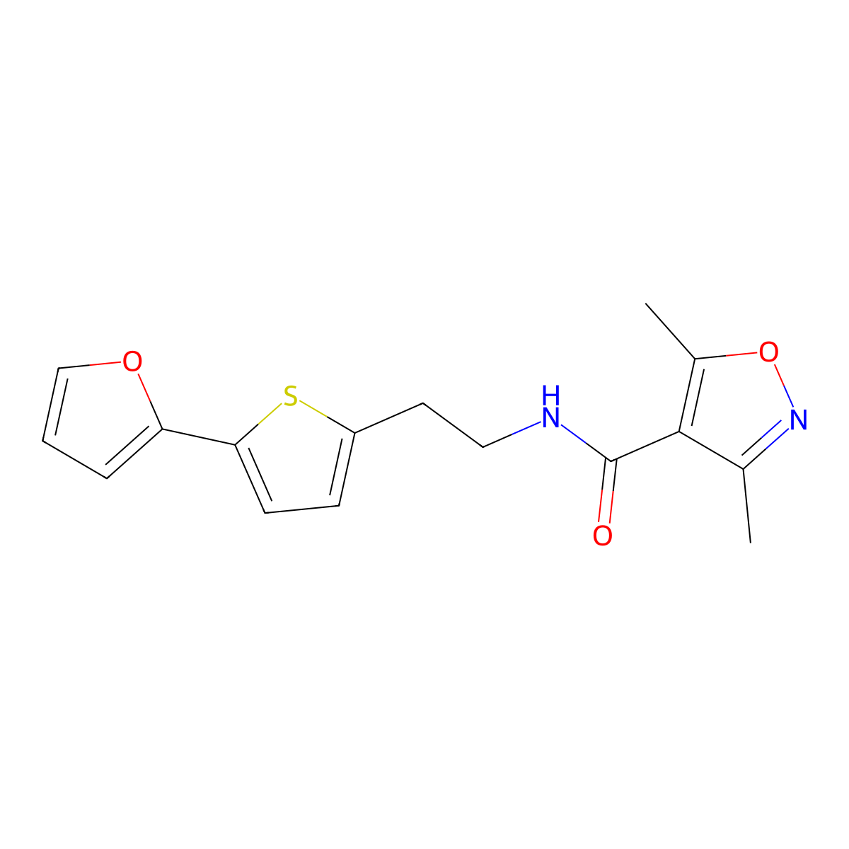 N-{2-[5-(furan-2-yl)thiophen-2-yl]ethyl}-3,5-dimethyl-1,2-oxazole-4-carboxamide molecular structure, CAS 2742080-17-5