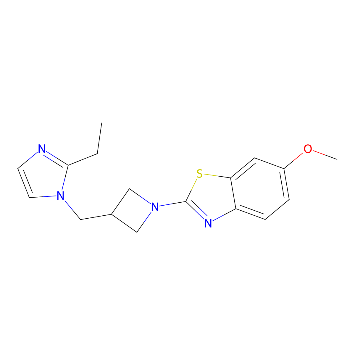 2-{3-[(2-ethyl-1H-imidazol-1-yl)methyl]azetidin-1-yl}-6-methoxy-1,3-benzothiazole molecular structure, CAS 2742080-18-6