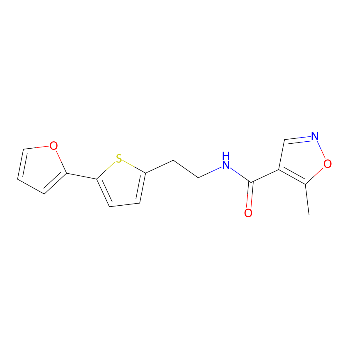 N-{2-[5-(furan-2-yl)thiophen-2-yl]ethyl}-5-methyl-1,2-oxazole-4-carboxamide molecular structure, CAS 2742080-19-7