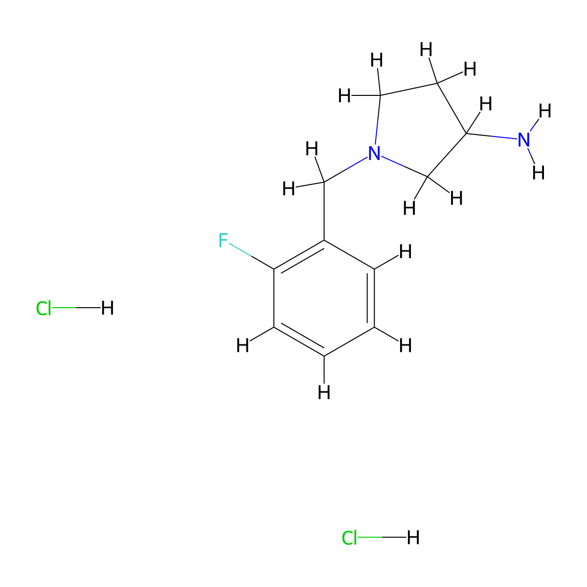 1-[(2-Fluorophenyl)methyl]pyrrolidin-3-amine dihydrochloride molecular structure, CAS 2742102-22-1
