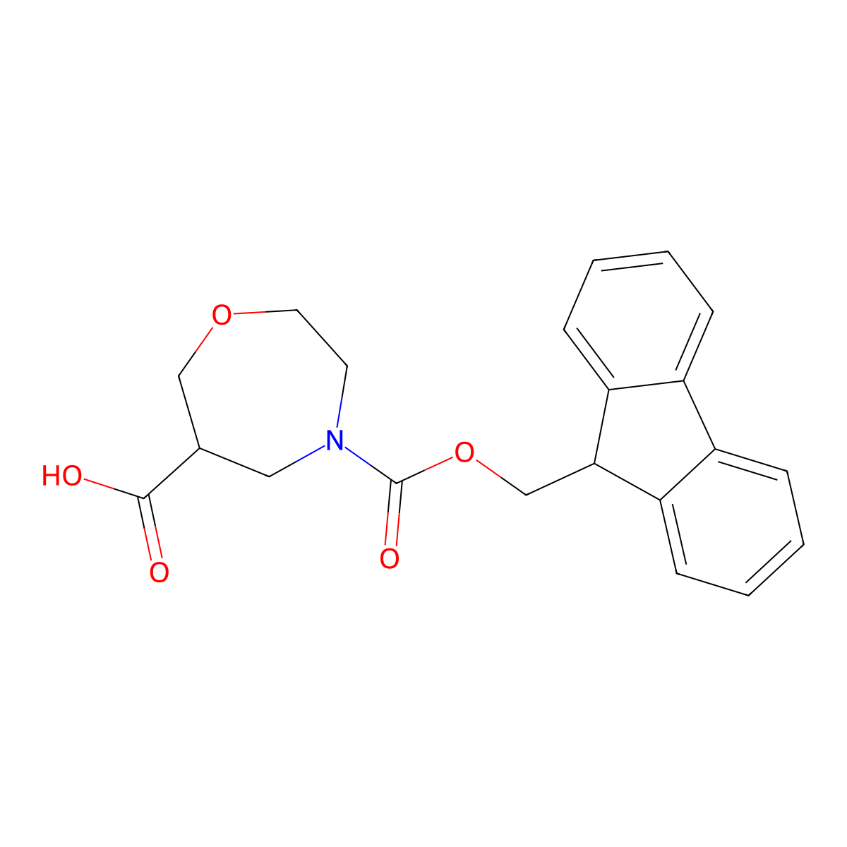 (R)-4-(((9H-Fluoren-9-YL)methoxy)carbonyl)-1,4-oxazepane-6-carboxylic acid molecular structure, CAS 2742154-68-1