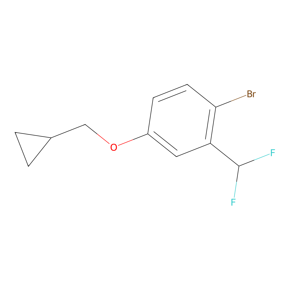 1-Bromo-4-(cyclopropylmethoxy)-2-(difluoromethyl)benzene molecular structure, CAS 2742386-35-0