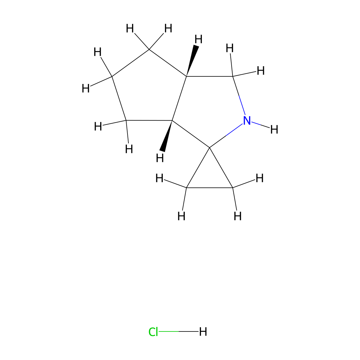rac-(3aR,6aS)-hexahydro-2H-spiro[cyclopenta[c]pyrrole-1,1'-cyclopropane] hydrochloride molecular structure, CAS 2742387-26-2