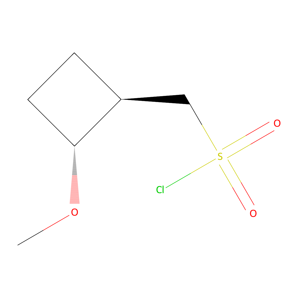 rac-((1R,2R)-2-methoxycyclobutyl)methanesulfonyl chloride molecular structure, CAS 2742407-73-2