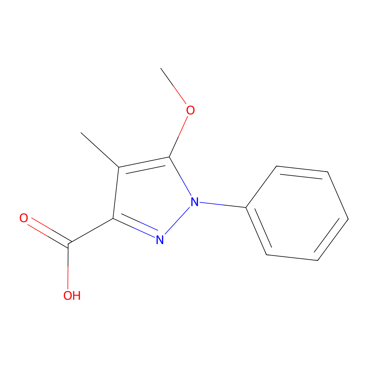5-Methoxy-4-methyl-1-phenyl-1H-pyrazole-3-carboxylic acid molecular structure, CAS 274253-36-0