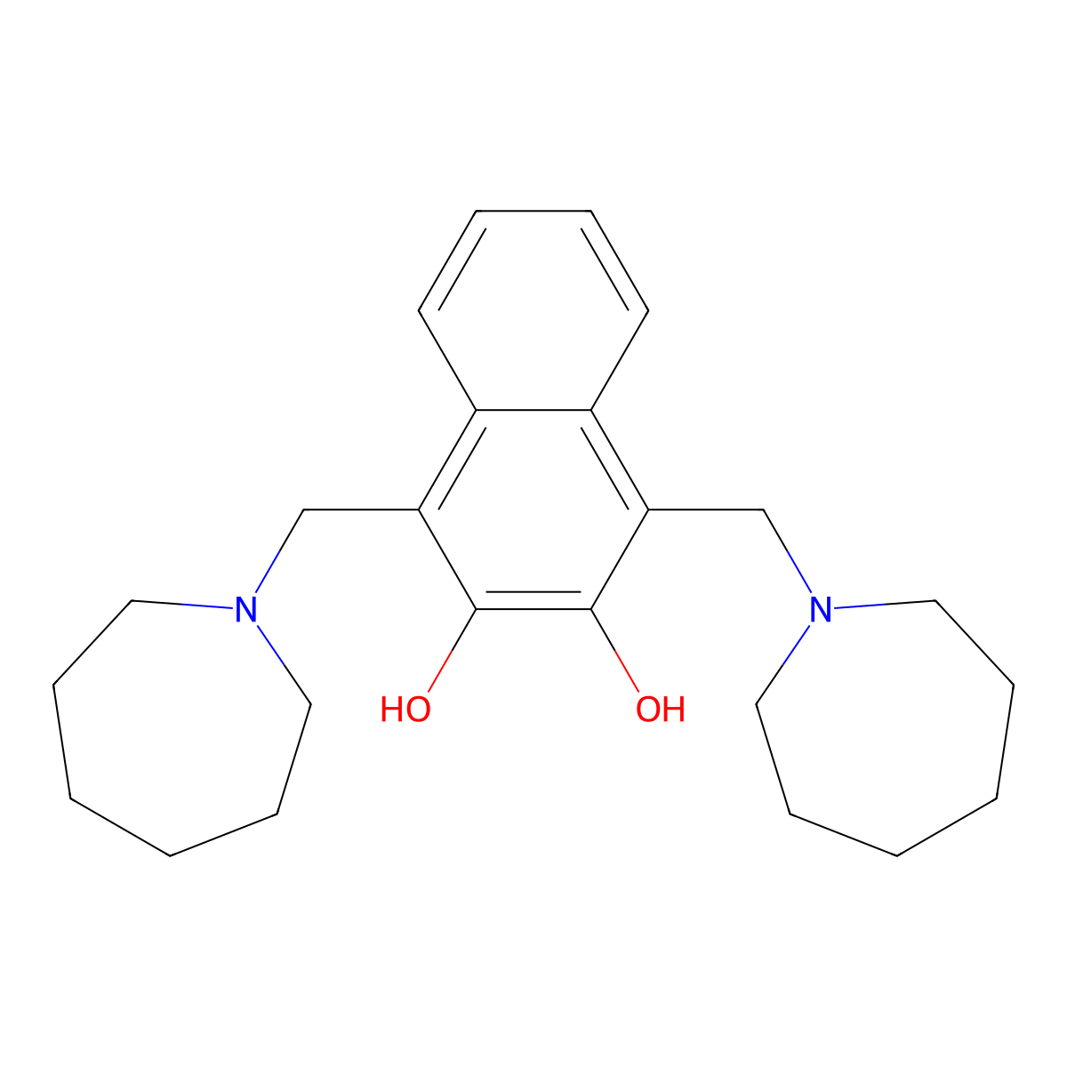 2,3-Naphthalenediol, 1,4-bis[(hexahydro-1H-azepin-1-yl)methyl]- molecular structure, CAS 274261-09-5