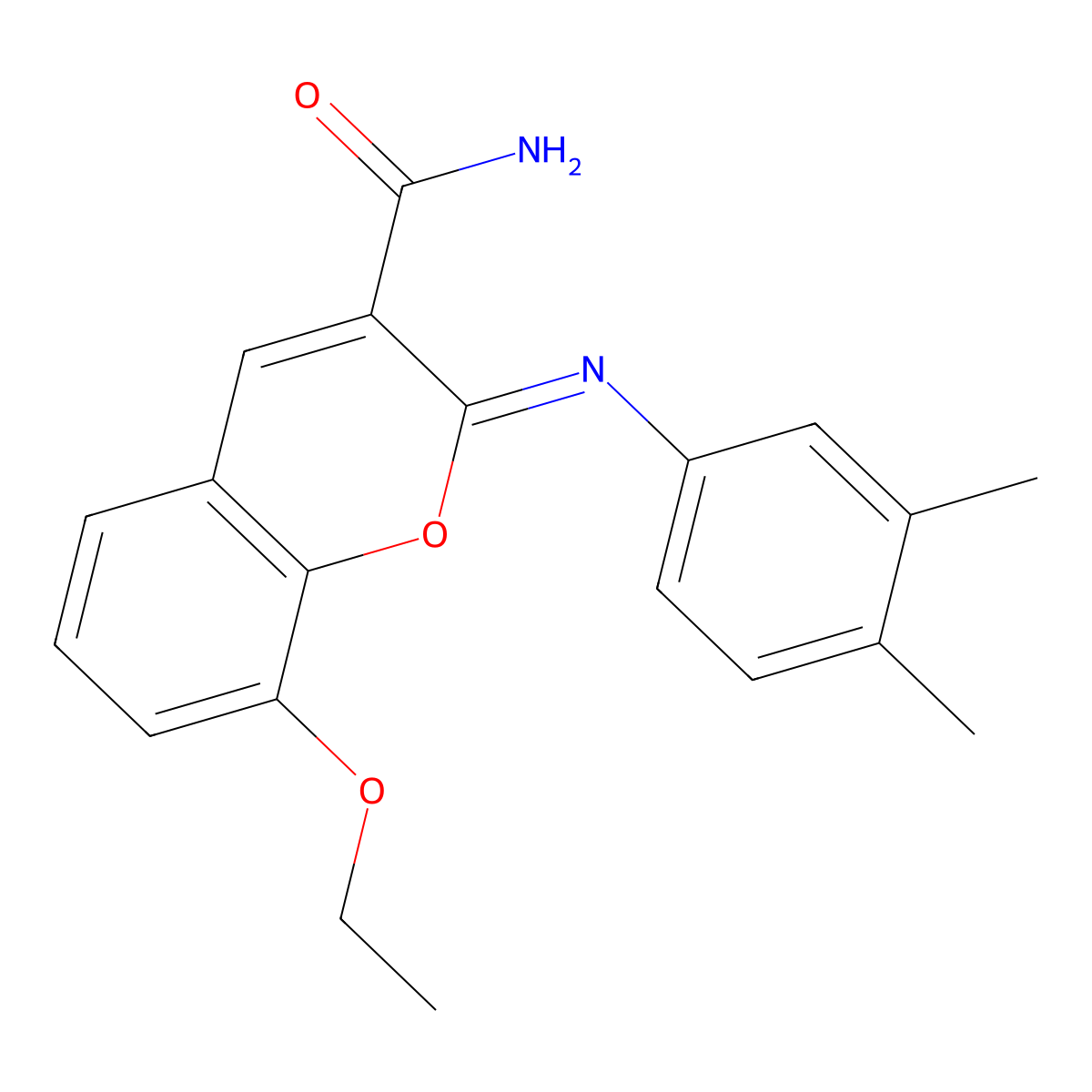 (2Z)-2-[(3,4-dimethylphenyl)imino]-8-ethoxy-2H-chromene-3-carboxamide molecular structure, CAS 2742611-00-1
