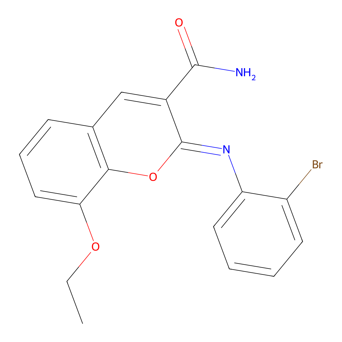 (2Z)-2-[(2-bromophenyl)imino]-8-ethoxy-2H-chromene-3-carboxamide molecular structure, CAS 2742611-02-3