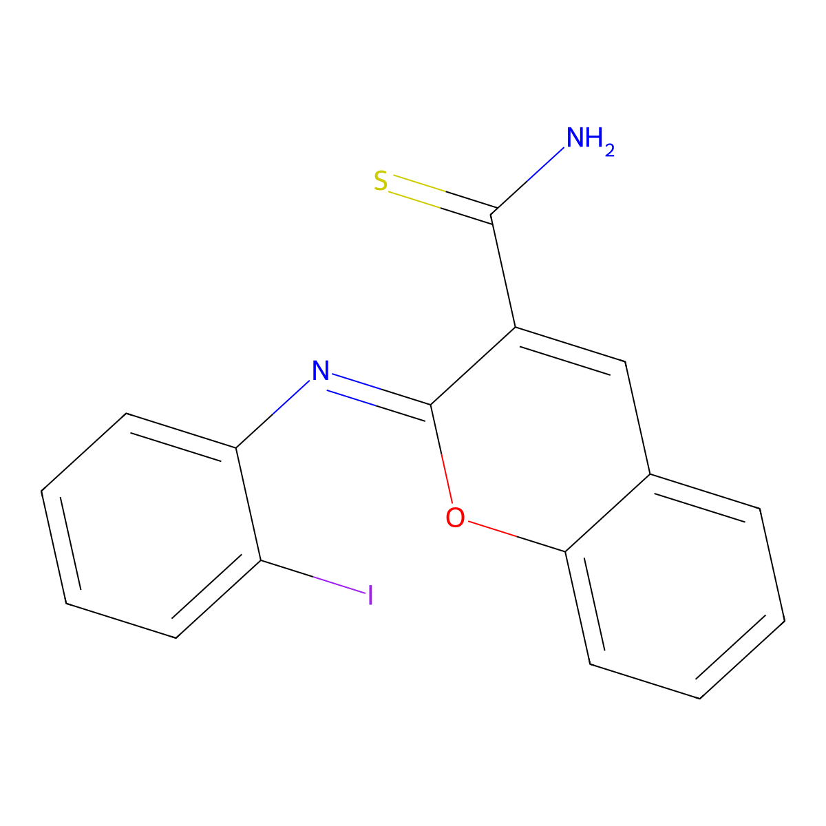 (2Z)-2-[(2-iodophenyl)imino]-2H-chromene-3-carbothioamide molecular structure, CAS 2742611-03-4
