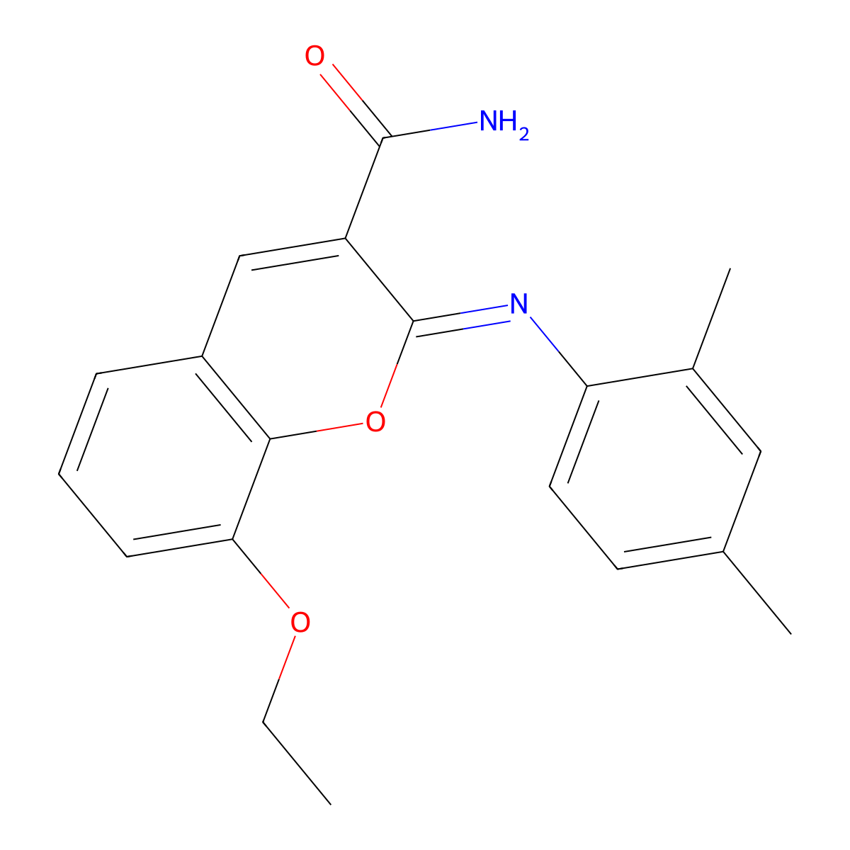 (2Z)-2-[(2,4-dimethylphenyl)imino]-8-ethoxy-2H-chromene-3-carboxamide molecular structure, CAS 2742611-06-7