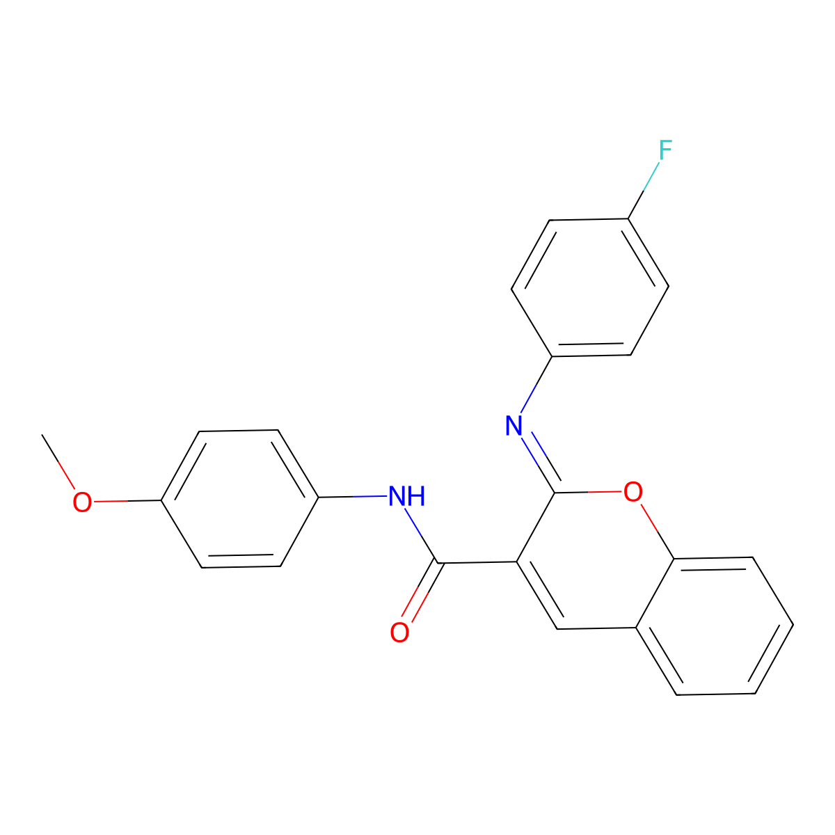 (2Z)-2-[(4-fluorophenyl)imino]-N-(4-methoxyphenyl)-2H-chromene-3-carboxamide molecular structure, CAS 2742611-21-6