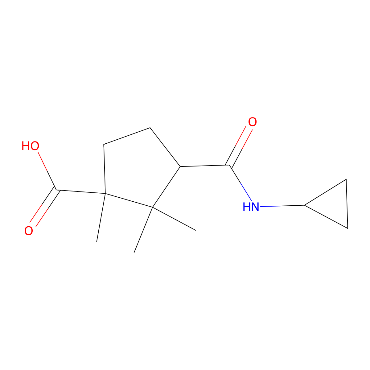 (1R)-3-(cyclopropylcarbamoyl)-1,2,2-trimethylcyclopentane-1-carboxylic acid molecular structure, CAS 2742616-24-4