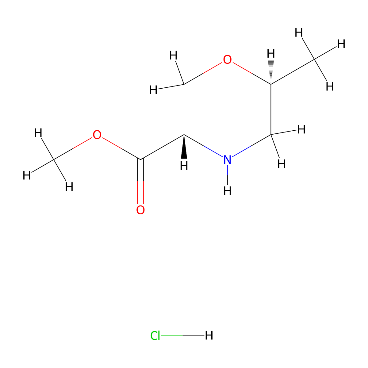 methyl (3S,6S)-6-methylmorpholine-3-carboxylate hydrochloride molecular structure, CAS 2742623-18-1
