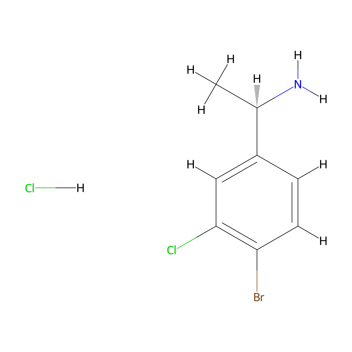 (1R)-1-(4-bromo-3-chlorophenyl)ethan-1-aminehydrochloride molecular structure, CAS 2742623-22-7