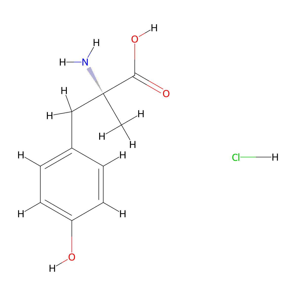 (2R)-2-amino-3-(4-hydroxyphenyl)-2-methylpropanoicacidhydrochloride molecular structure, CAS 2742623-26-1