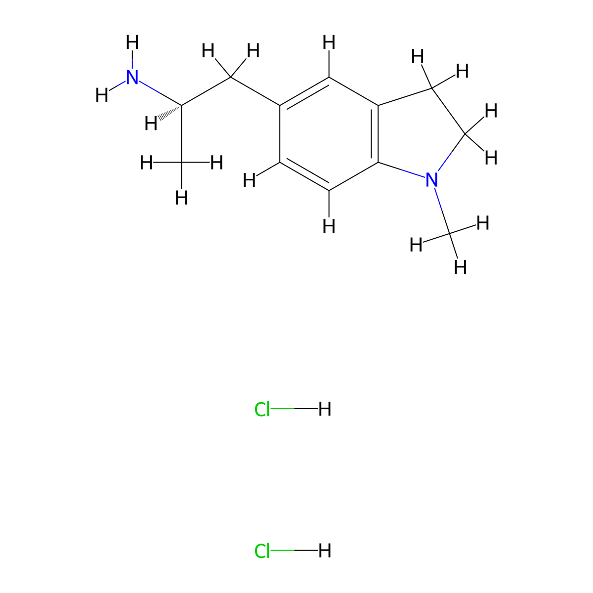 (2R)-1-(1-methyl-2,3-dihydro-1H-indol-5-yl)propan-2-amine dihydrochloride molecular structure, CAS 2742623-35-2