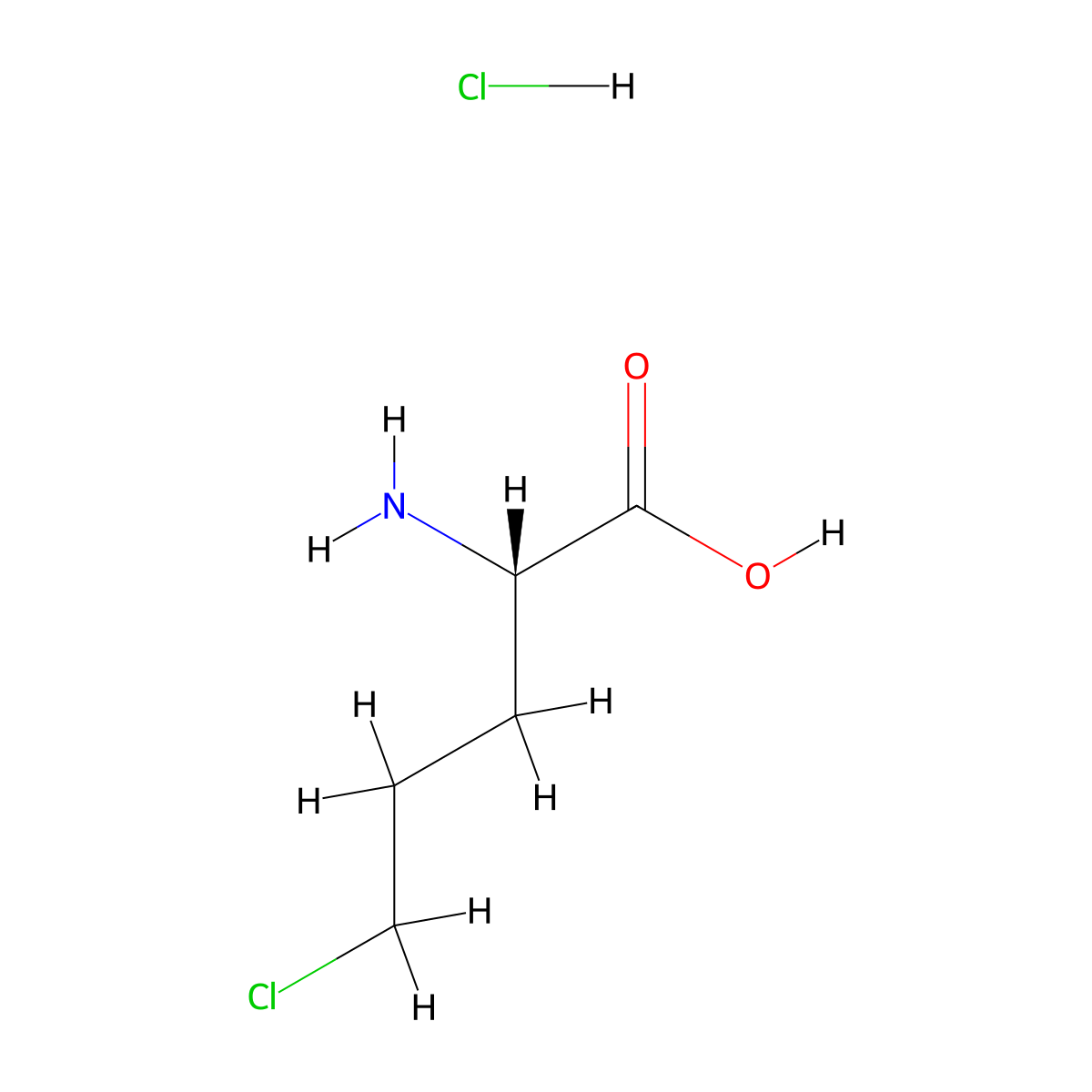 (2S)-2-amino-5-chloropentanoic acid hydrochloride molecular structure, CAS 2742623-38-5