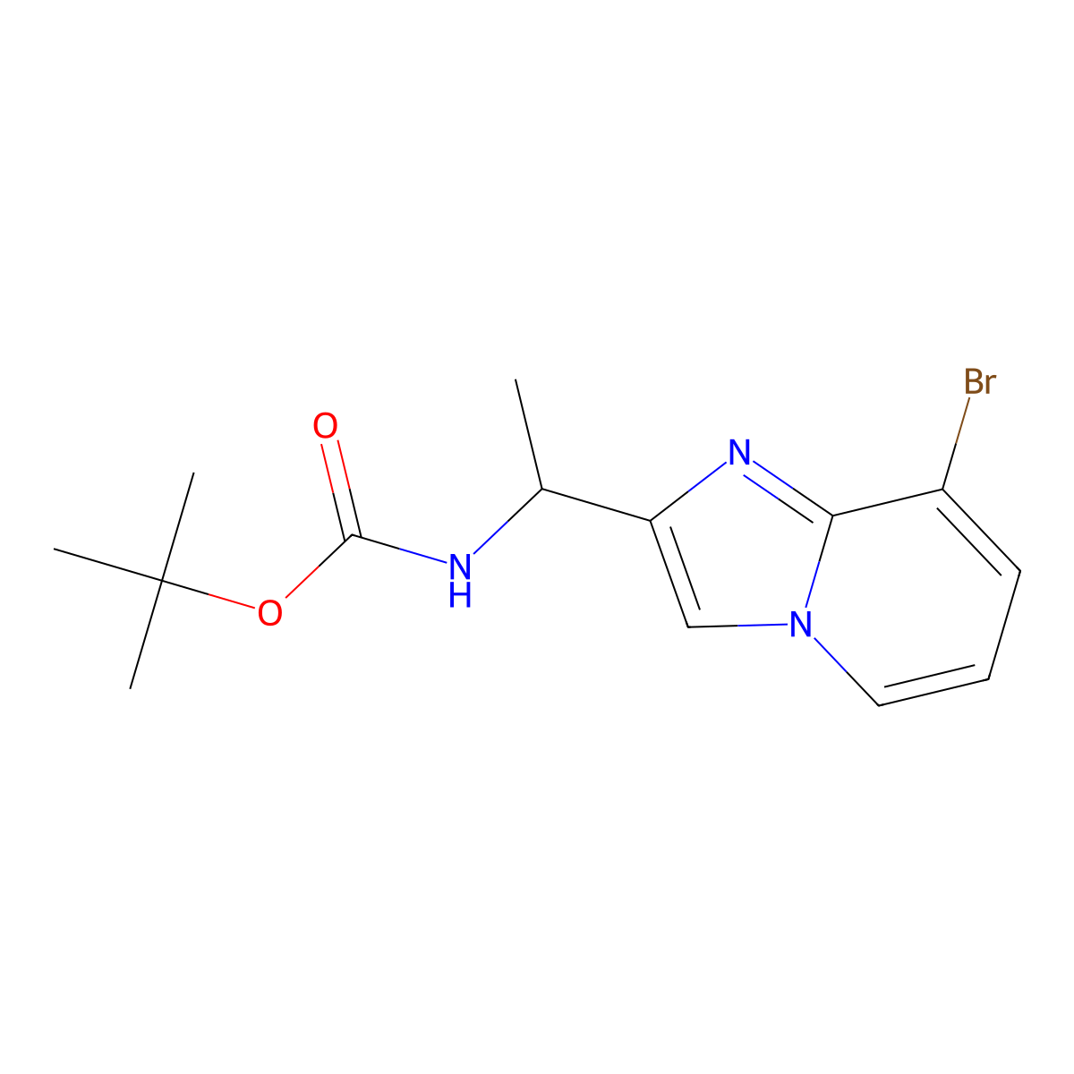 tert-butylN-[(1R)-1-{8-bromoimidazo[1,2-a]pyridin-2-yl}ethyl]carbamate molecular structure, CAS 2742623-48-7
