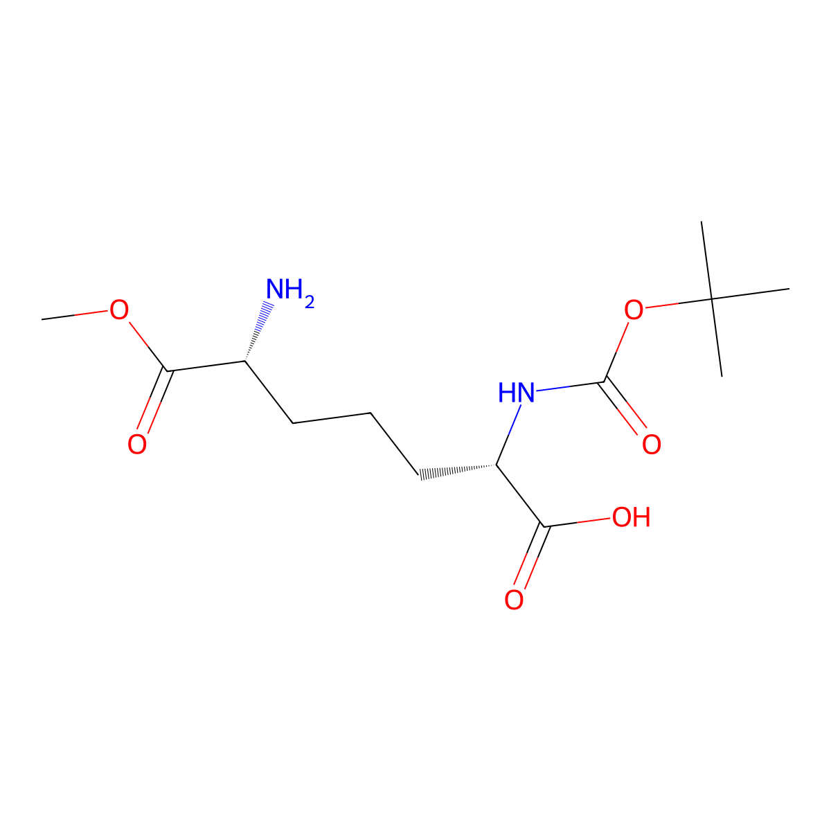 (2S,6R)-6-amino-2-{[(tert-butoxy)carbonyl]amino}-7-methoxy-7-oxoheptanoic acid molecular structure, CAS 2742623-55-6