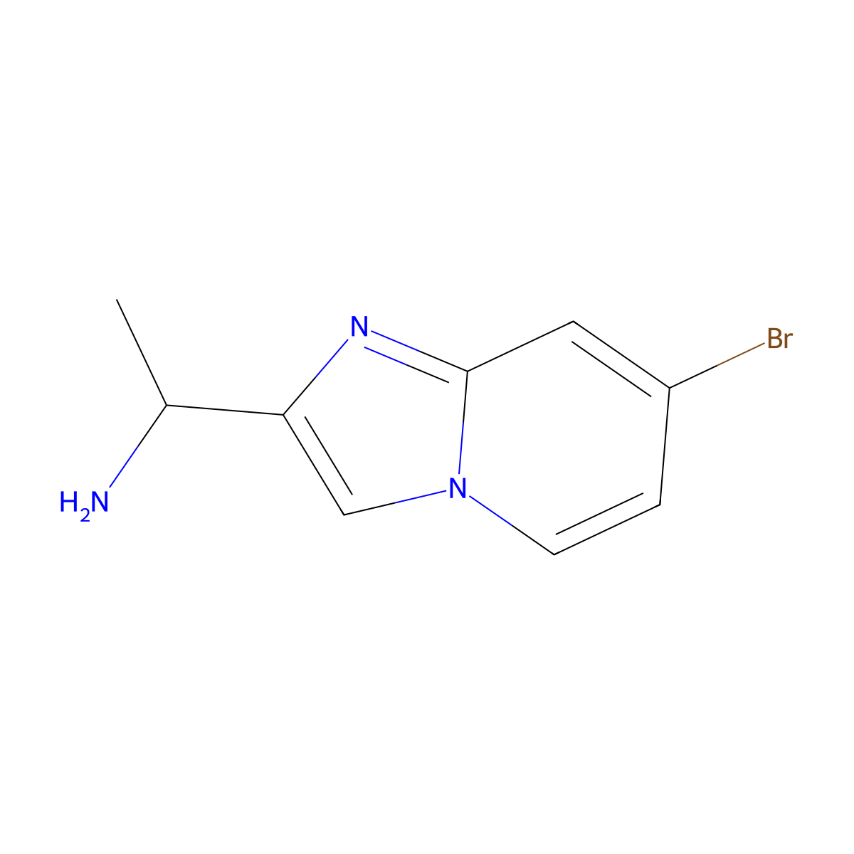 (1R)-1-{7-bromoimidazo[1,2-a]pyridin-2-yl}ethan-1-amine molecular structure, CAS 2742623-61-4