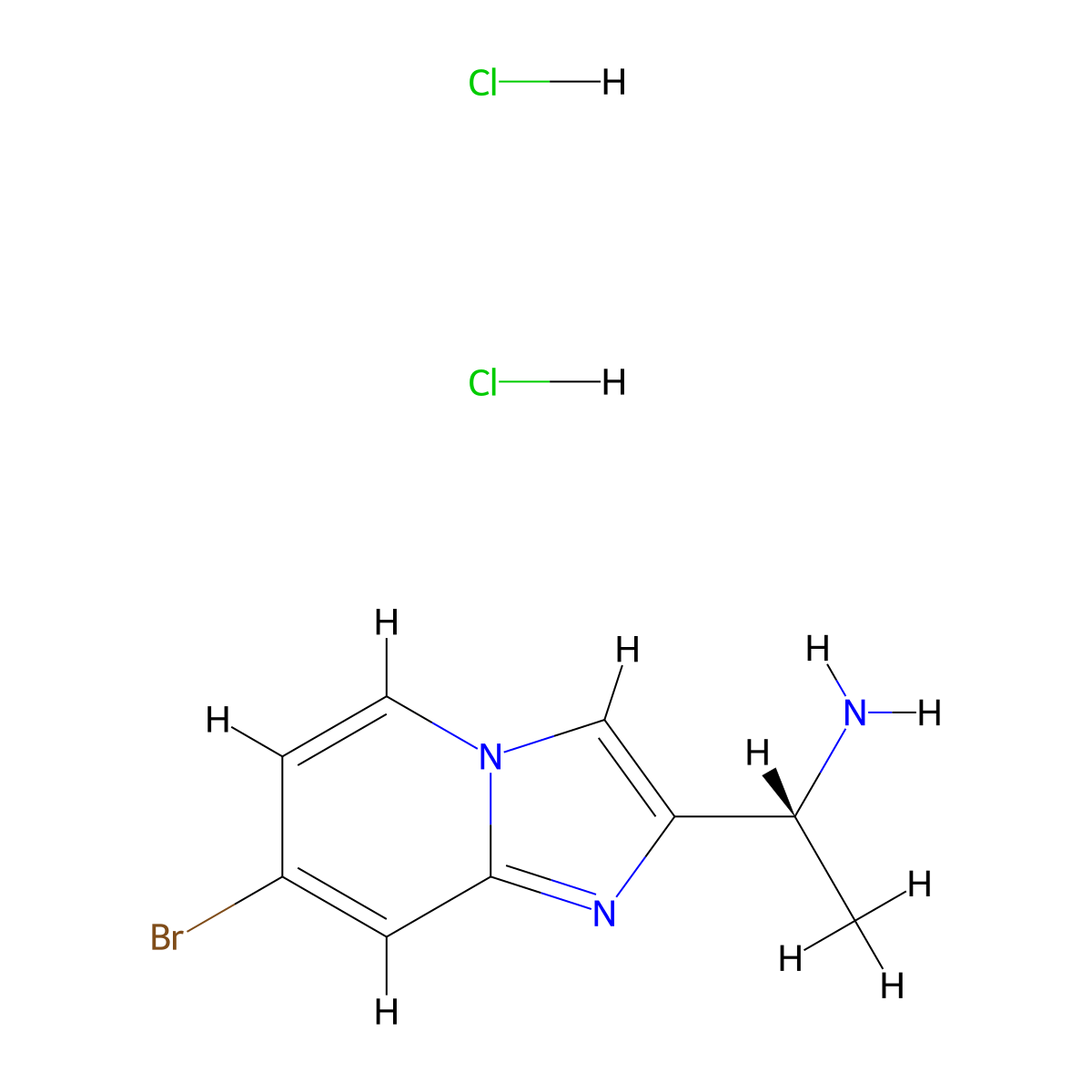 (1R)-1-{7-bromoimidazo[1,2-a]pyridin-2-yl}ethan-1-amine dihydrochloride molecular structure, CAS 2742623-62-5