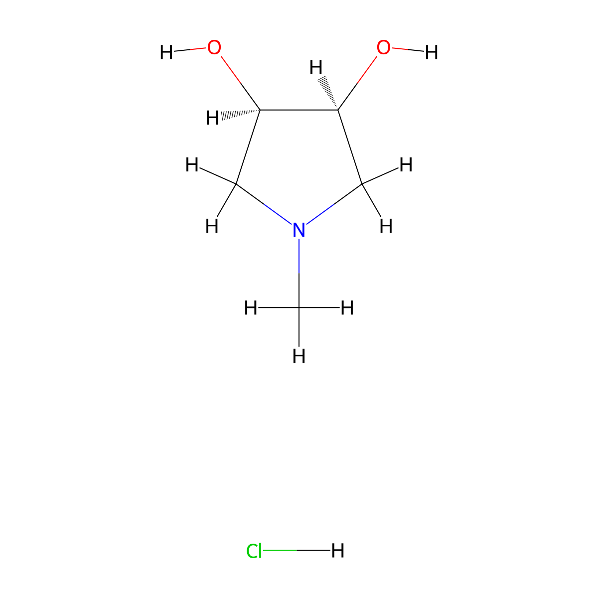 (3R,4S)-1-methylpyrrolidine-3,4-diol hydrochloride molecular structure, CAS 2742623-66-9