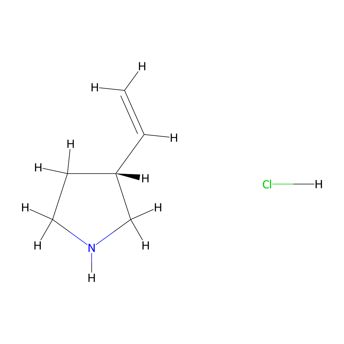 (3R)-3-ethenylpyrrolidinehydrochloride molecular structure, CAS 2742623-78-3