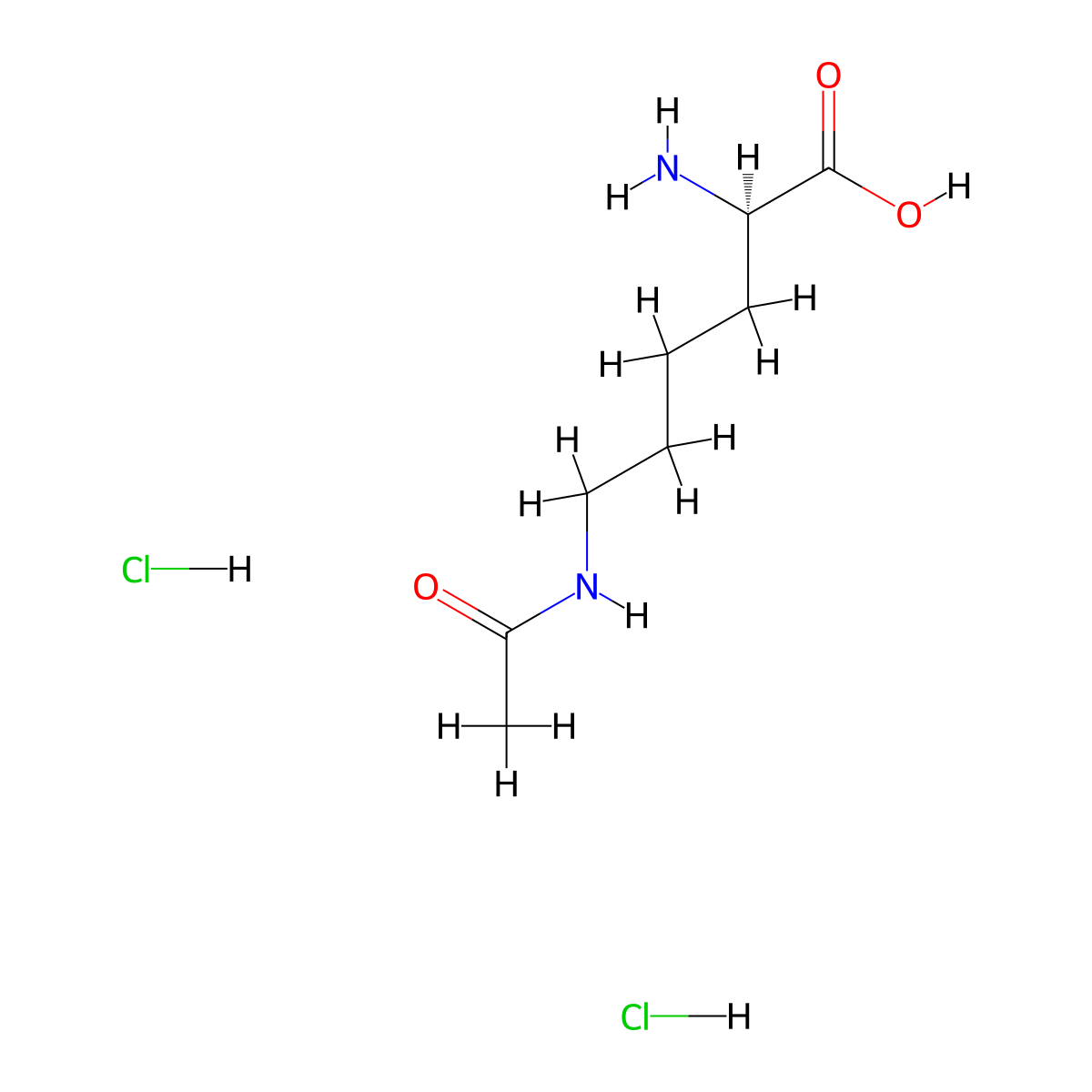 (2R)-2-amino-6-acetamidohexanoic acid dihydrochloride molecular structure, CAS 2742623-93-2