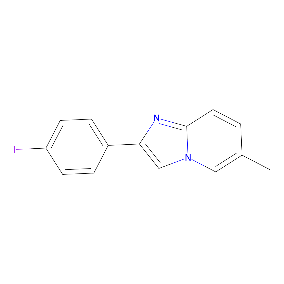 2-(4-Iodophenyl)-6-methylimidazo[1,2-a]pyridine molecular structure, CAS 274263-96-6