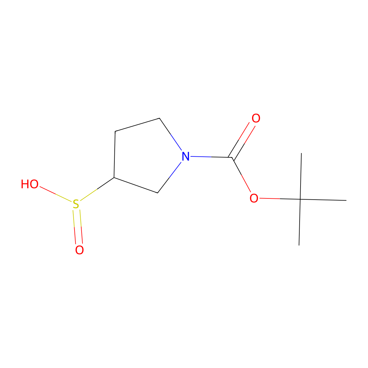 (3S)-1-[(tert-butoxy)carbonyl]pyrrolidine-3-sulfinic acid molecular structure, CAS 2742630-76-6