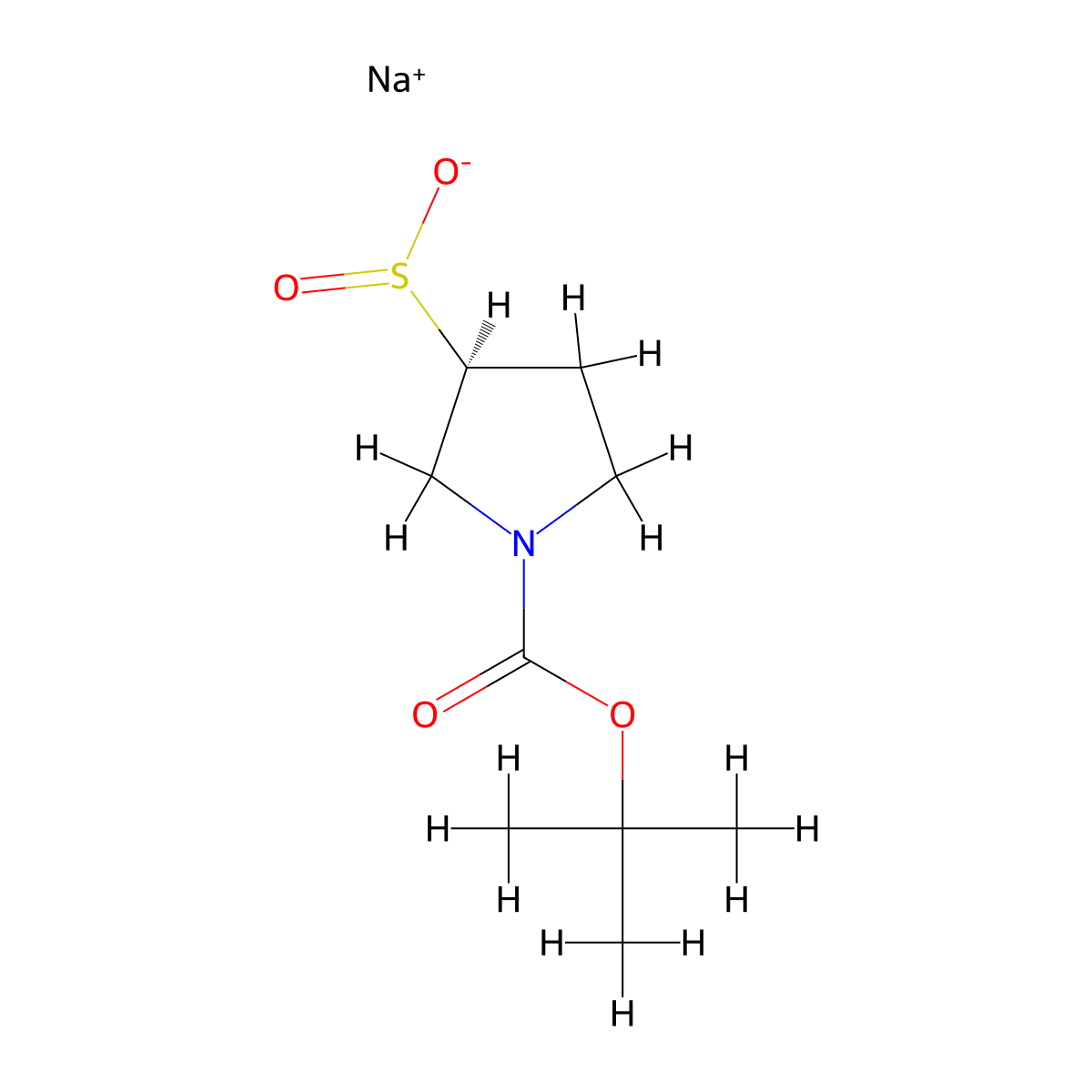 Sodium (S)-1-(tert-butoxycarbonyl)pyrrolidine-3-sulfinate molecular structure, CAS 2742630-77-7