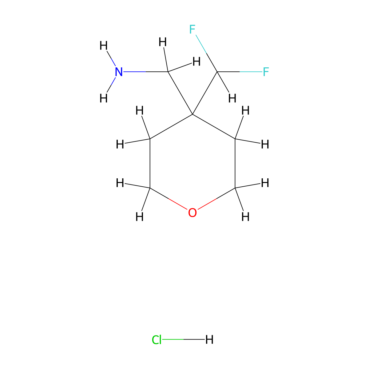 1-(4-(Difluoromethyl)oxan-4-yl)methanamine hydrochloride molecular structure, CAS 2742652-24-8
