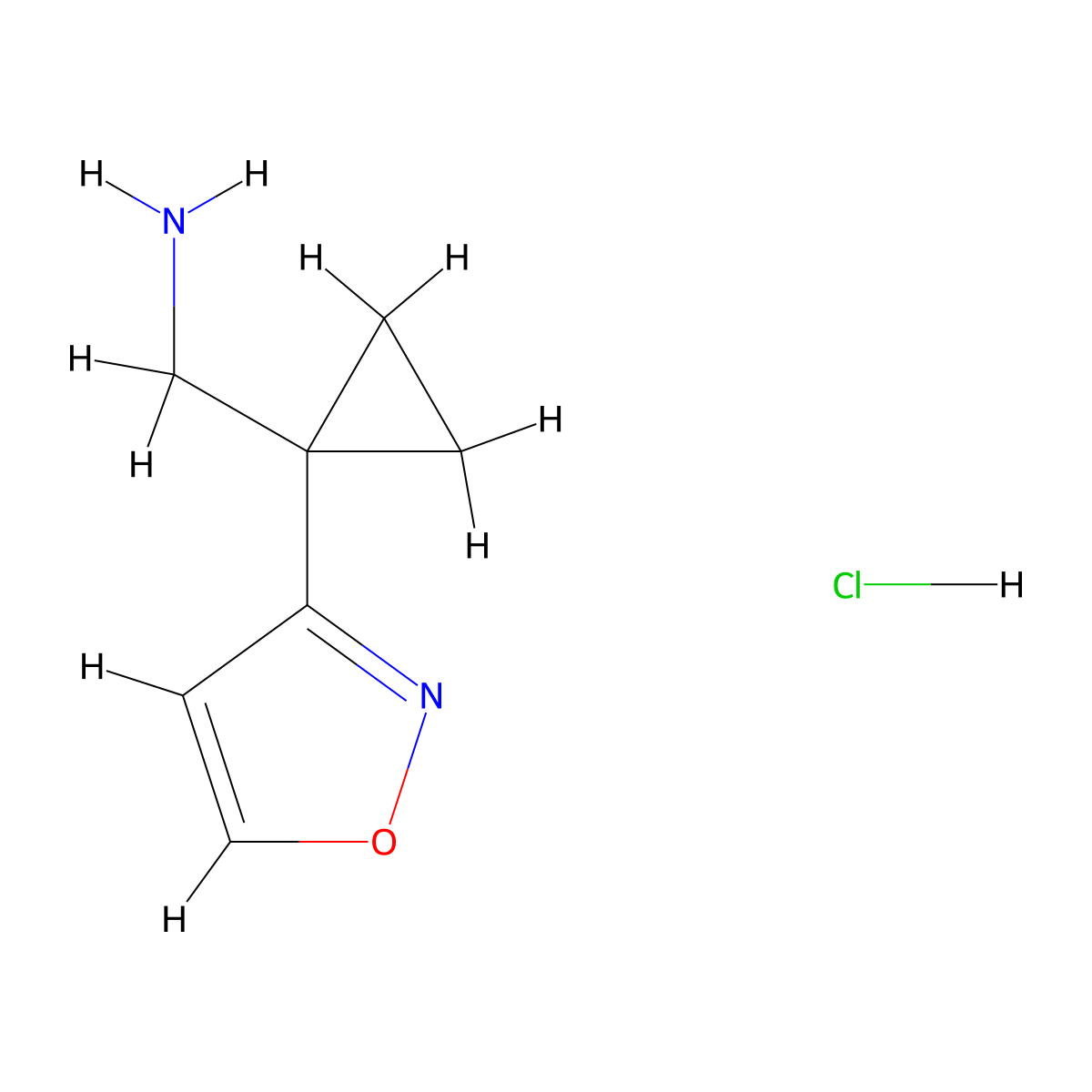 1-[1-(1,2-Oxazol-3-yl)cyclopropyl]methanamine hydrochloride molecular structure, CAS 2742652-34-0
