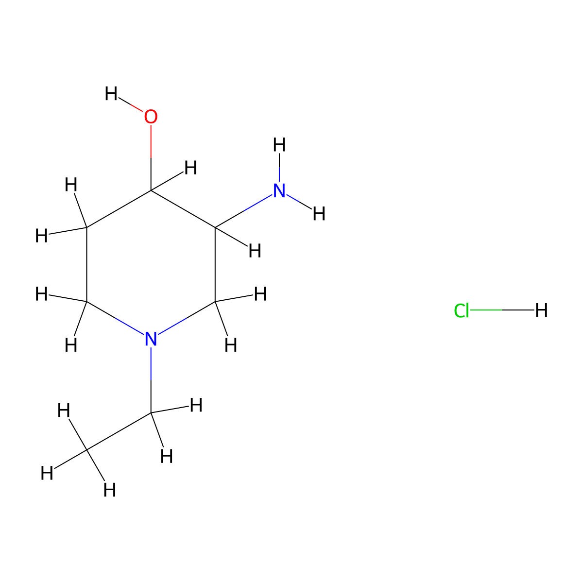 3-Amino-1-ethylpiperidin-4-ol hydrochloride molecular structure, CAS 2742652-35-1