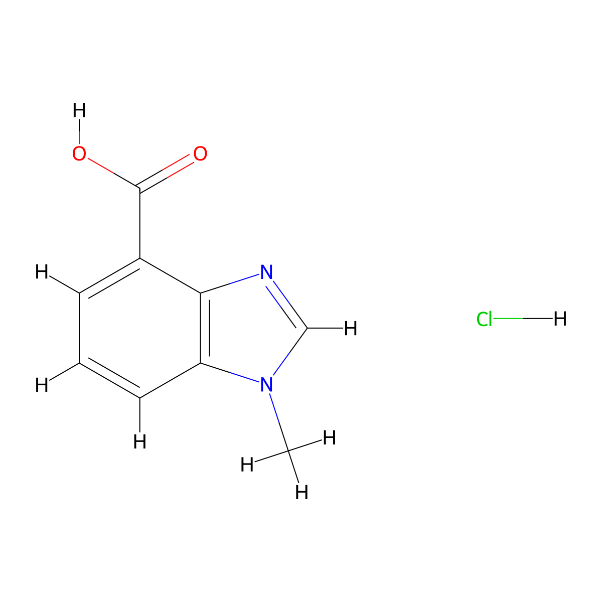 1-methyl-1H-1,3-benzodiazole-4-carboxylicacidhydrochloride molecular structure, CAS 2742652-38-4