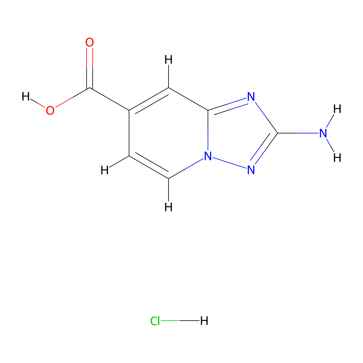 2-Amino-(1,2,4)triazolo(1,5-a)pyridine-7-carboxylic acid hydrochloride molecular structure, CAS 2742652-46-4