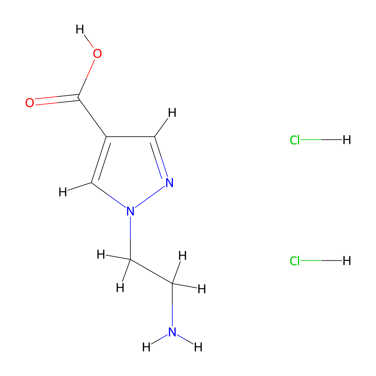 1-(2-aminoethyl)-1H-pyrazole-4-carboxylic acid dihydrochloride molecular structure, CAS 2742652-50-0