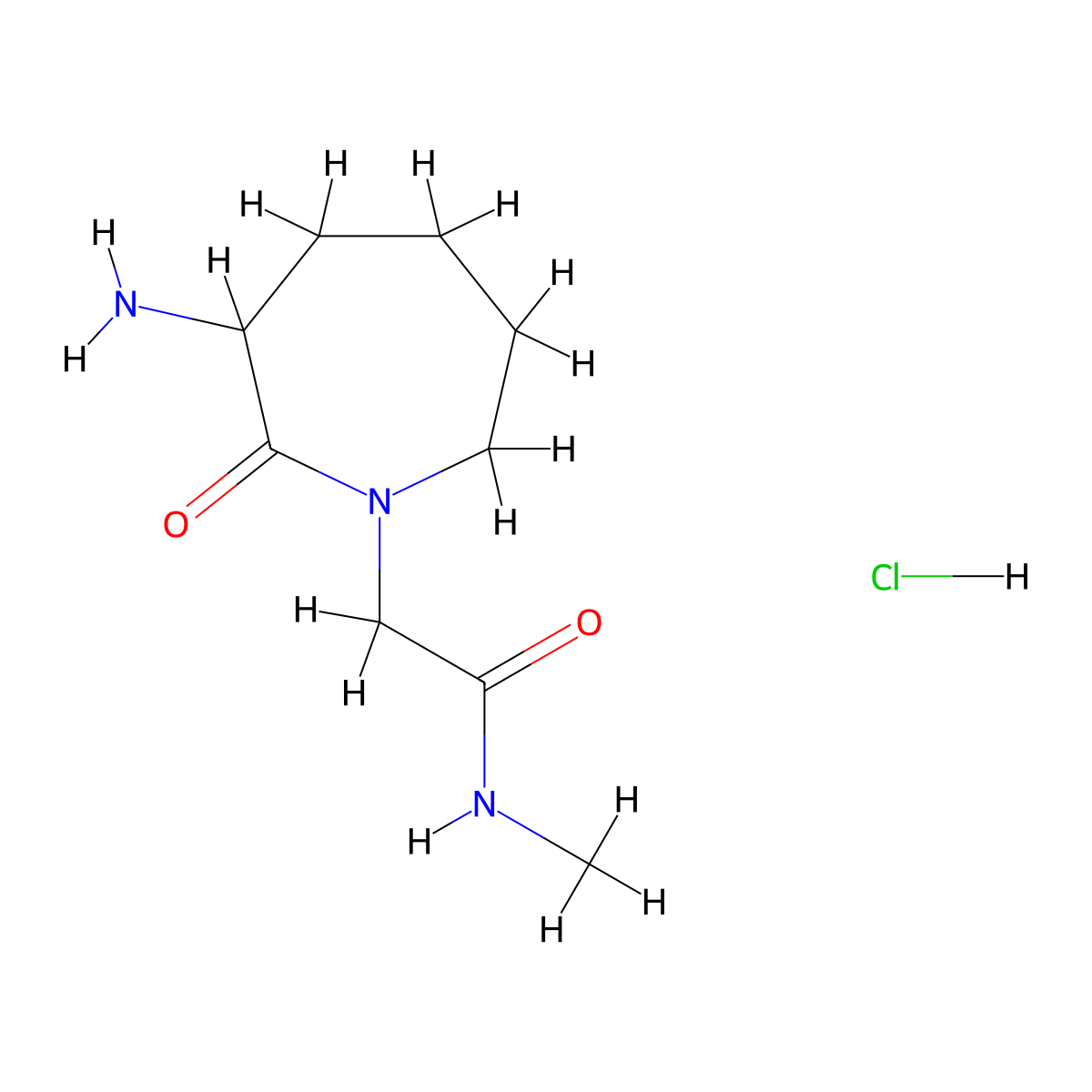 2-(3-amino-2-oxoazepan-1-yl)-N-methylacetamide hydrochloride molecular structure, CAS 2742652-53-3
