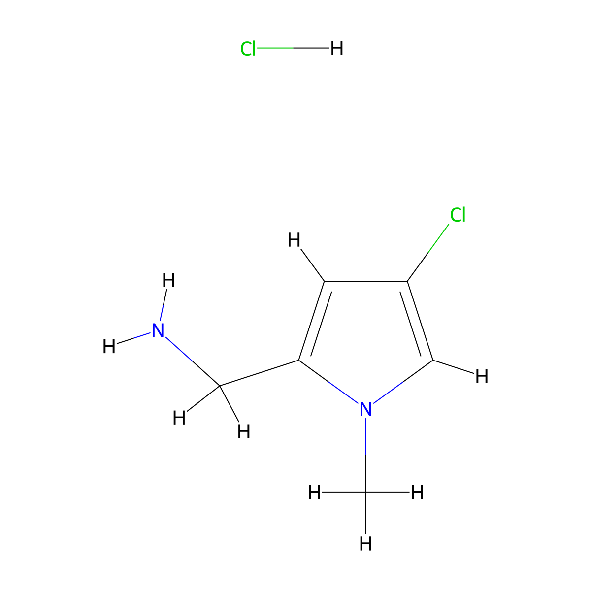 1-(4-chloro-1-methyl-1H-pyrrol-2-yl)methanaminehydrochloride molecular structure, CAS 2742652-57-7