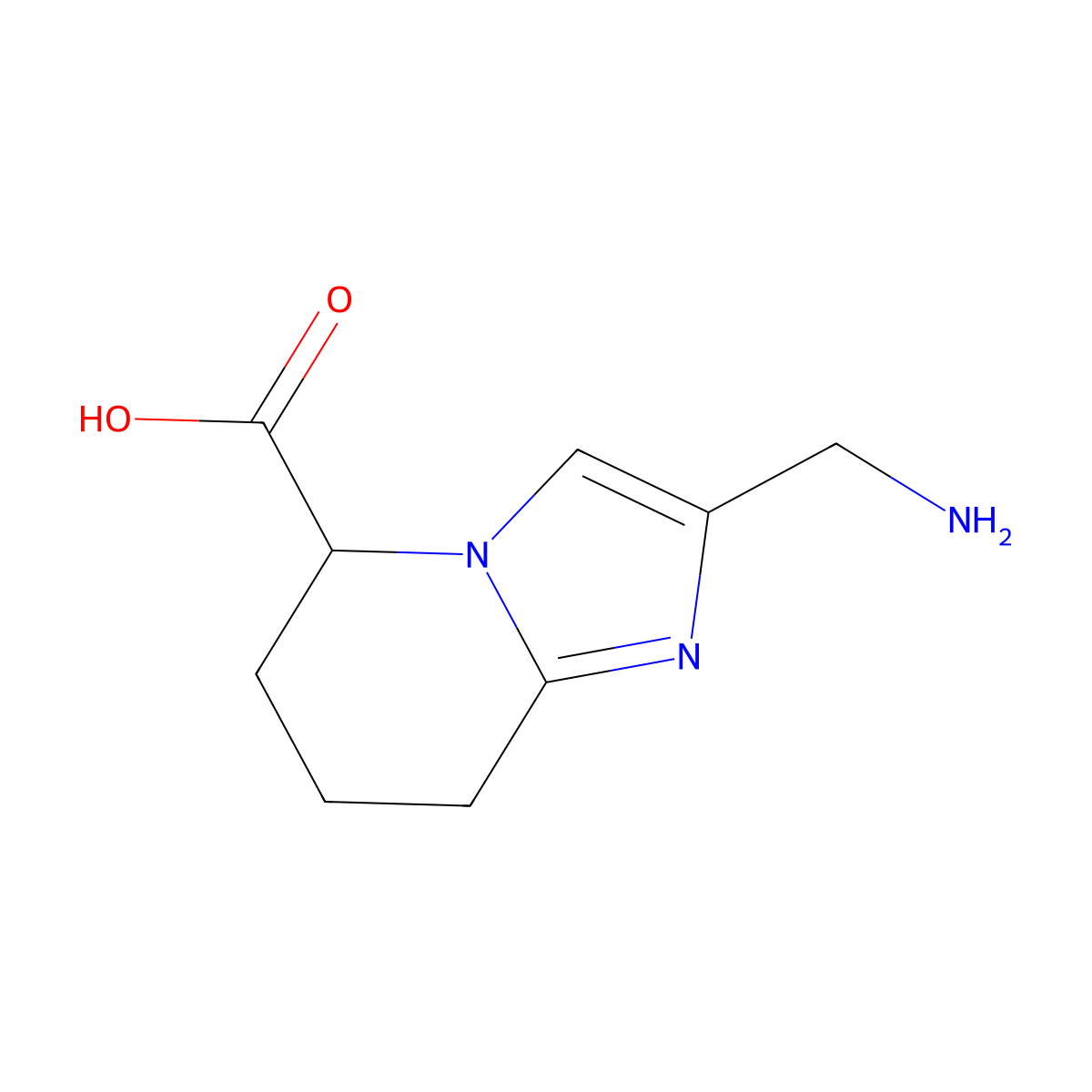 2-(aminomethyl)-5H,6H,7H,8H-imidazo[1,2-a]pyridine-5-carboxylic acid molecular structure, CAS 2742652-58-8