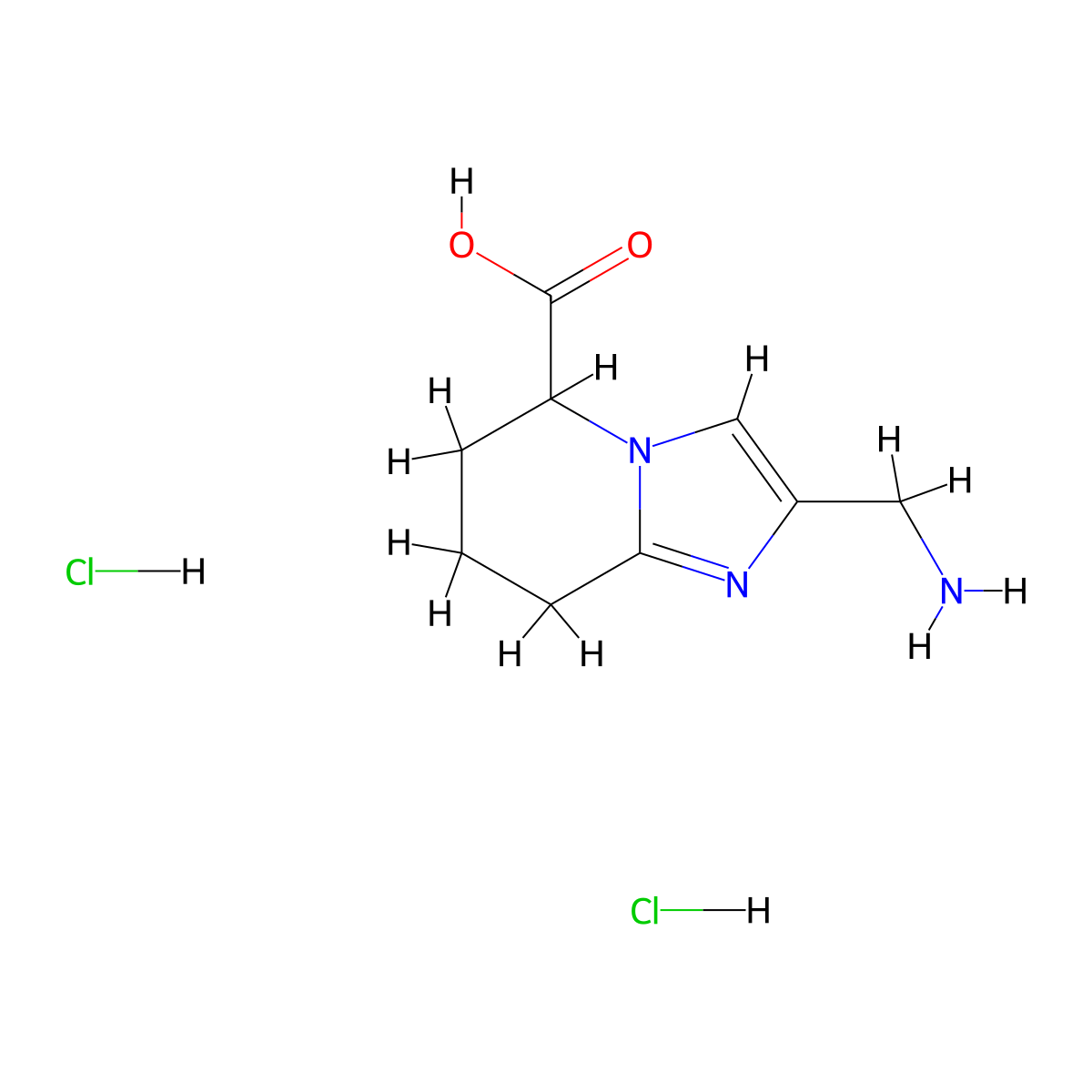 2-(aminomethyl)-5H,6H,7H,8H-imidazo[1,2-a]pyridine-5-carboxylicaciddihydrochloride molecular structure, CAS 2742652-59-9