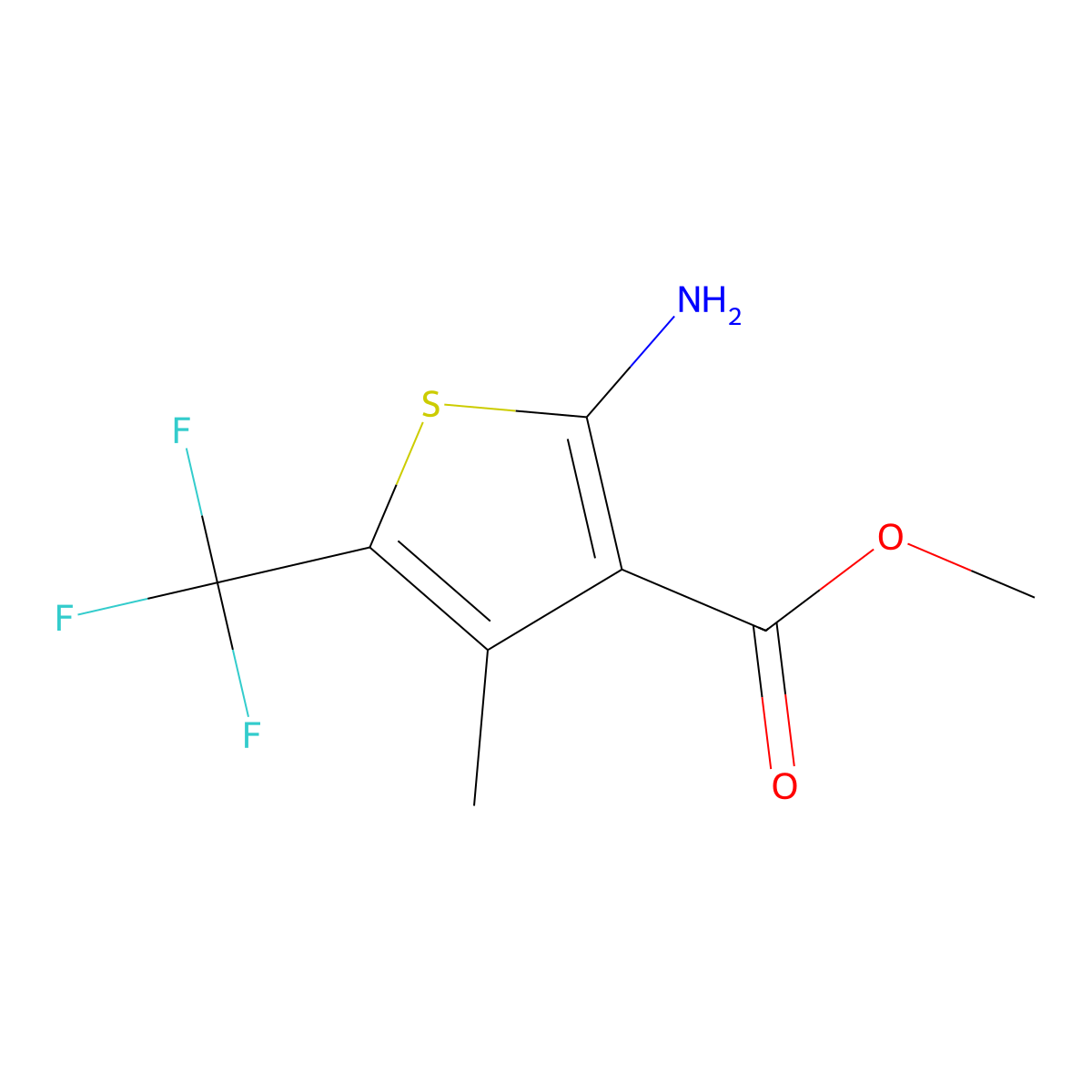 Methyl 2-amino-4-methyl-5-(trifluoromethyl)thiophene-3-carboxylate molecular structure, CAS 2742652-60-2