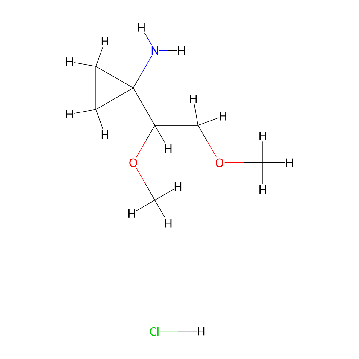 1-(1,2-Dimethoxyethyl)cyclopropan-1-amine hydrochloride molecular structure, CAS 2742652-63-5