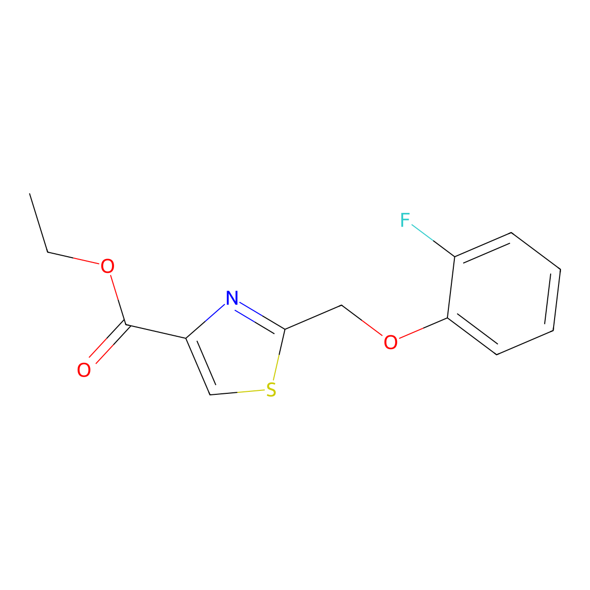 Ethyl2-[(2-fluorophenoxy)methyl]-1,3-thiazole-4-carboxylate molecular structure, CAS 2742652-68-0