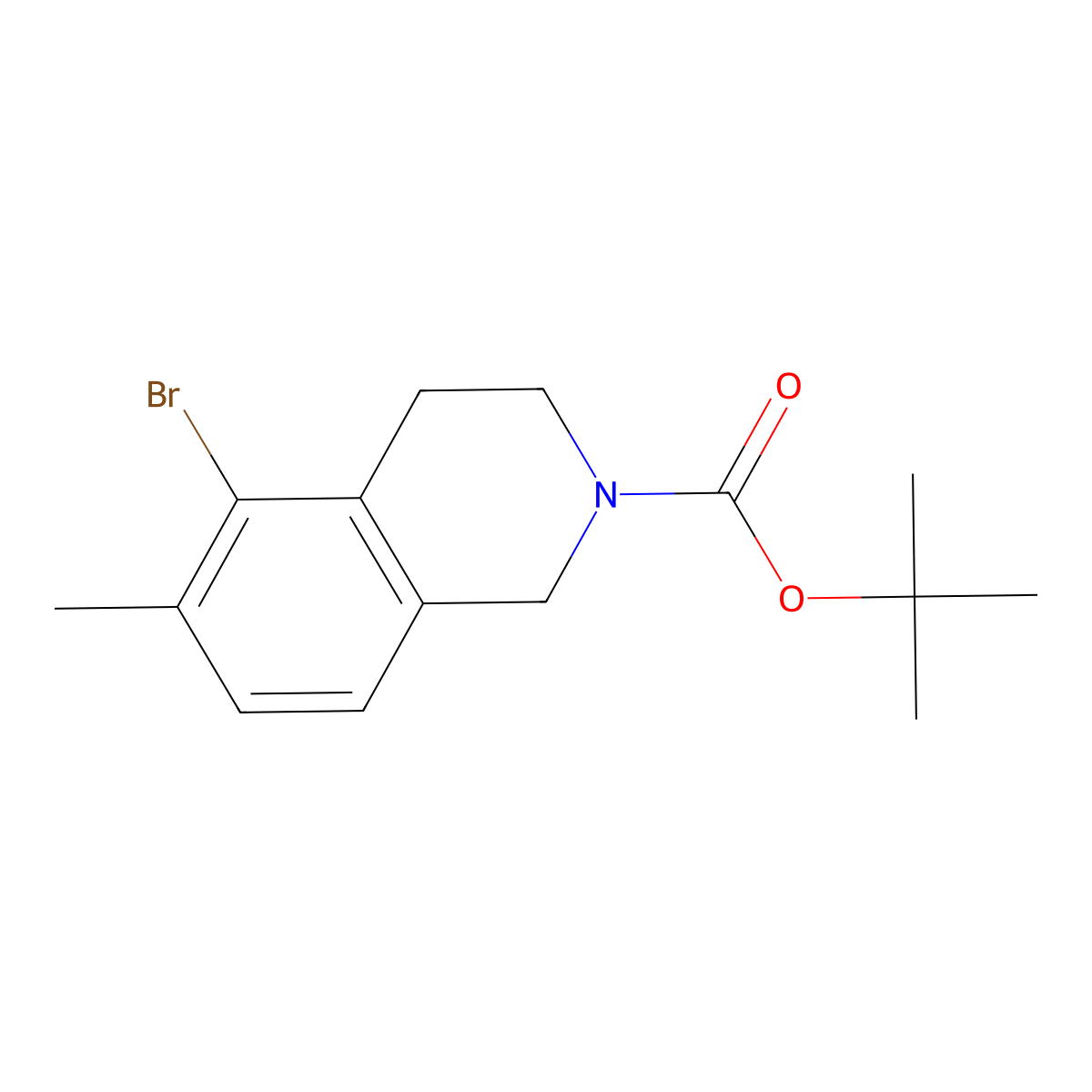 Tert-butyl5-bromo-6-methyl-1,2,3,4-tetrahydroisoquinoline-2-carboxylate molecular structure, CAS 2742652-79-3