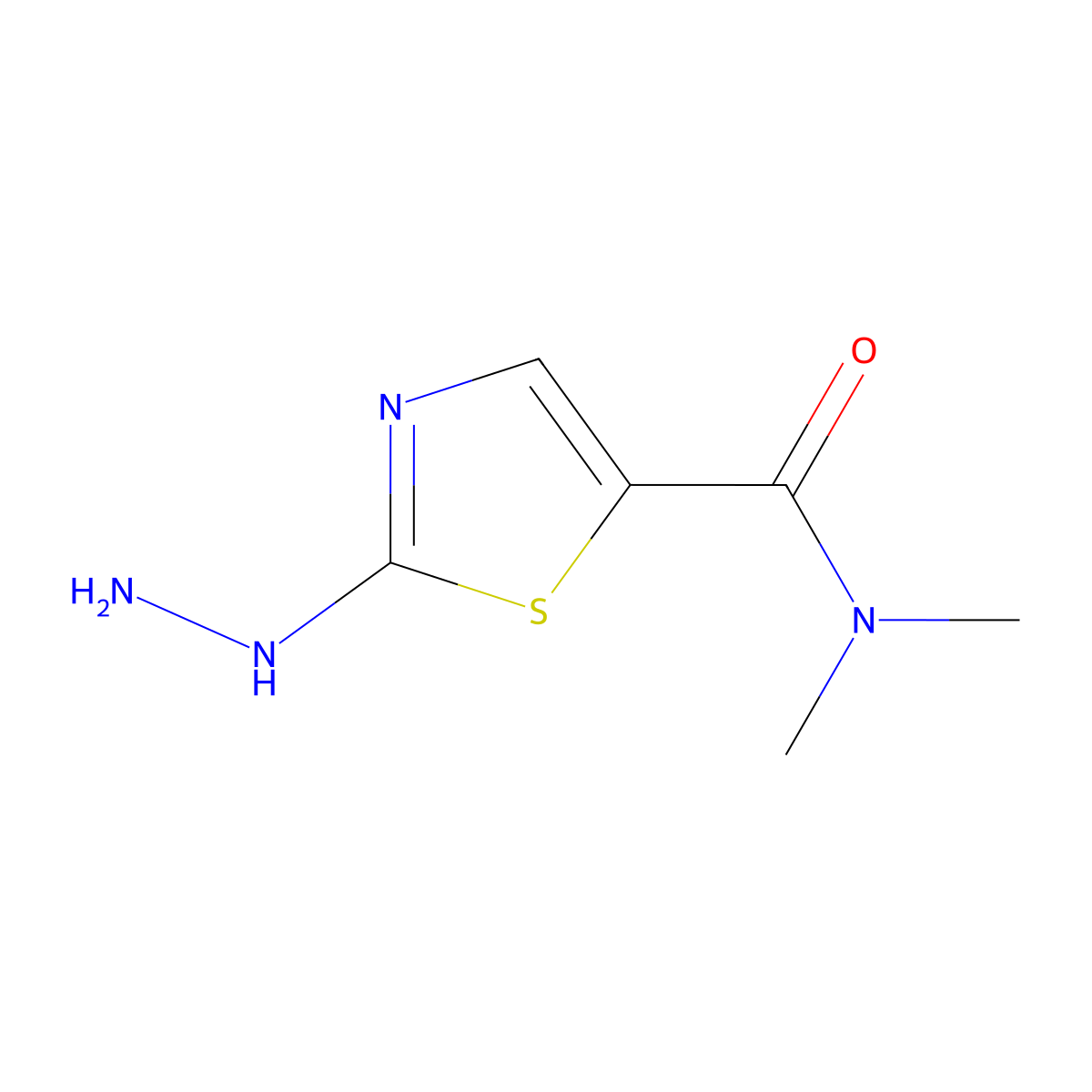 2-hydrazinyl-N,N-dimethyl-1,3-thiazole-5-carboxamide molecular structure, CAS 2742652-88-4