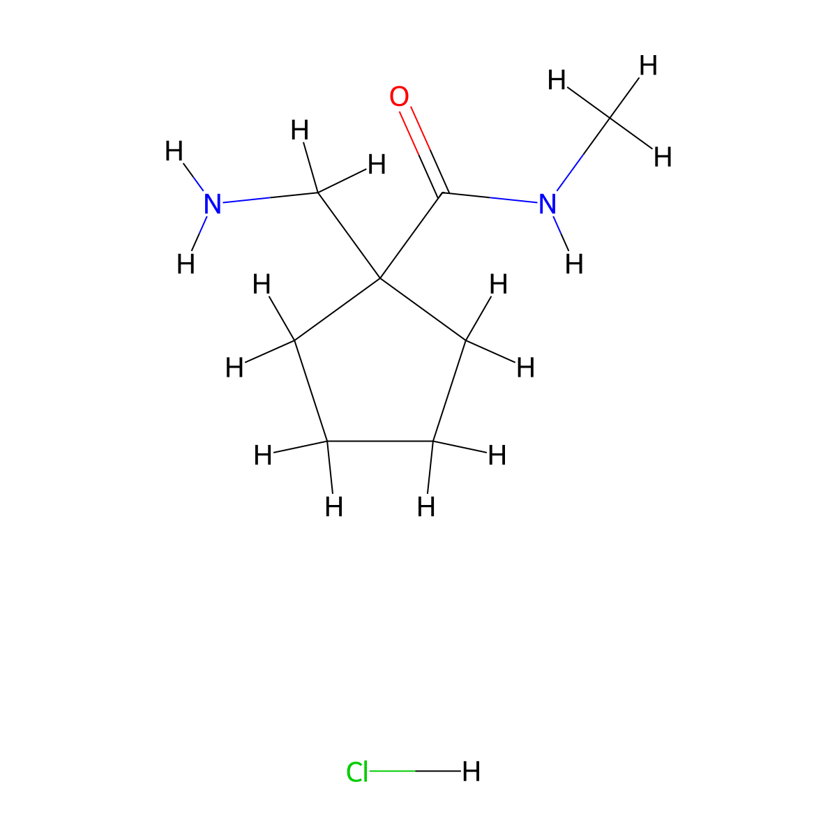 1-(aminomethyl)-N-methylcyclopentane-1-carboxamide hydrochloride molecular structure, CAS 2742652-89-5