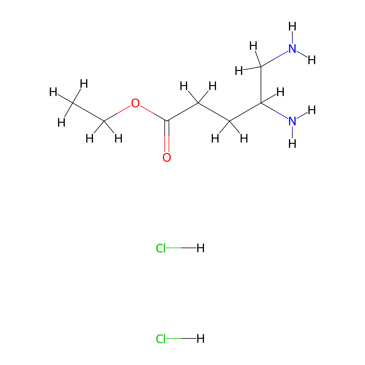 Ethyl 4,5-diaminopentanoate dihydrochloride molecular structure, CAS 2742652-95-3